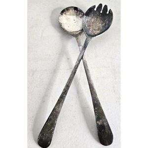 Sheffield England Silver Plated Serving Set, Salad Servers, Spoon & Fork
